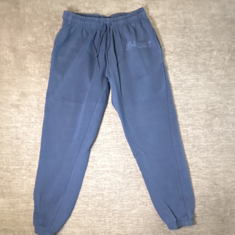 Playboy Men's Blue Jogger Pants Size L Regular Drawstring Elastic Waist Tapered